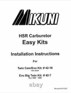 SHIPS NOW! Genuine Mikuni 42-18 Carb Kit HSR42 EVO's -Twin Cam withChoke Cable