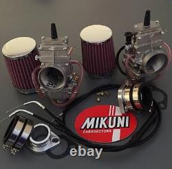 Triumph T140V Carbs, Mikuni TM32 Flatslide Slide carburetor Kit, Pancake Filters